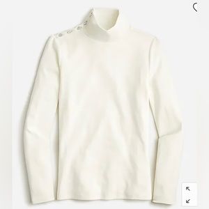 J. Crew Perfect Fit Cream Embellished Long Sleeve Turtleneck
